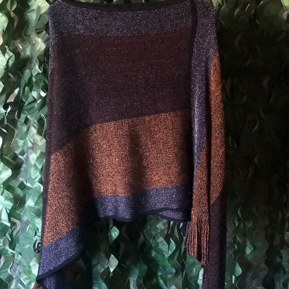Chic Black and Brown Knit Poncho